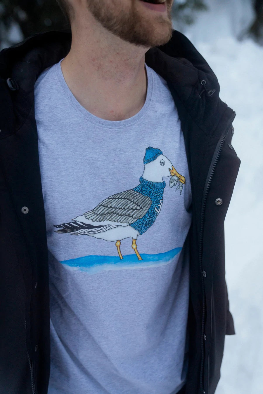 Lakor - Fishing Seagull - Light Gray Melange T-shirt