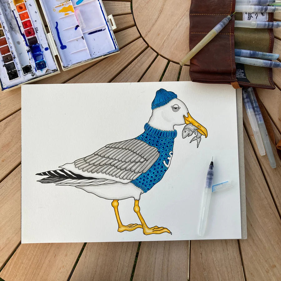 Lakor - Fishing Seagull - Light Gray Melange T-shirt